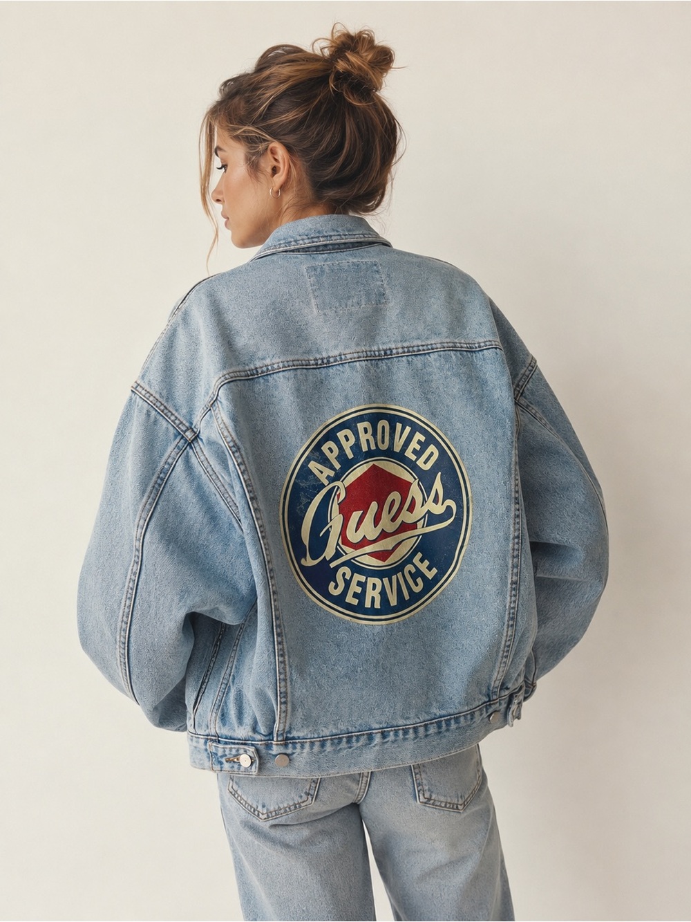 Guess Georges Marciano Womens Vintage Denim Jacket Light Wash Made in USA XL